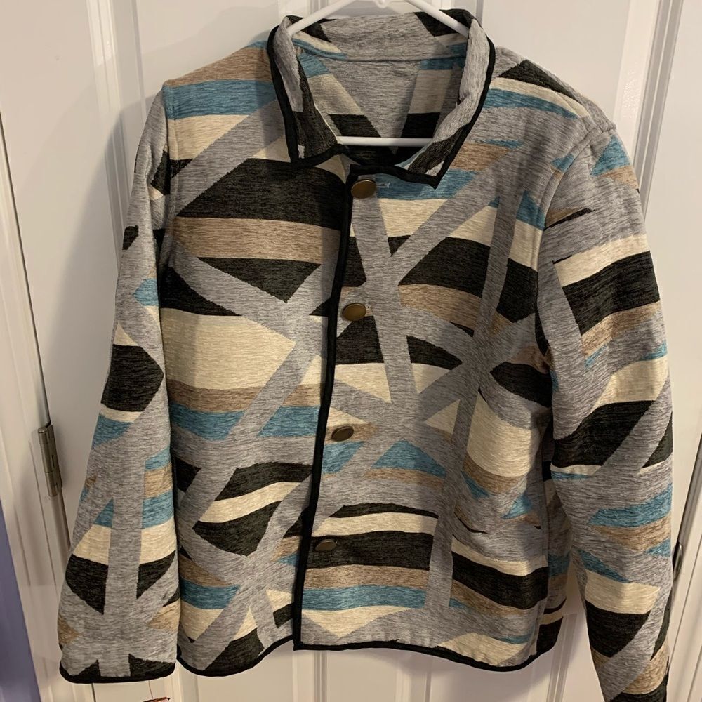 I-Reversibles jacket coat large unisex abstract design